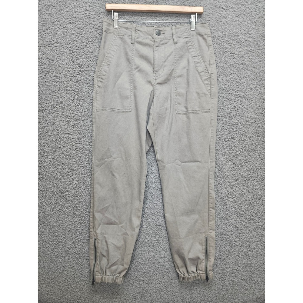 Cabi Cargo Jogger Pants 6 Gray Utility Zipper Ankle Stretch Twill 4697